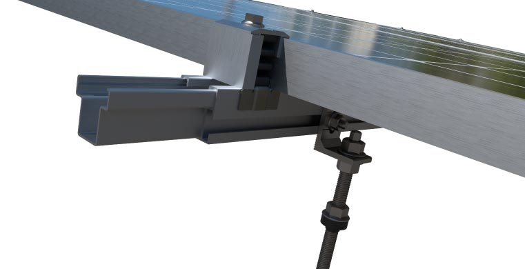 Coplanar system with PSE-C aluminium profile. Lateral pre-assembled fixing